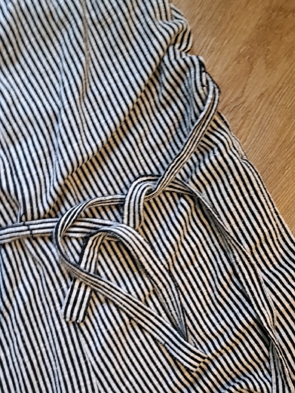 Max Studio Black & White Striped V-Neck Wide-Leg Jumpsuit - Picture 3 of 4